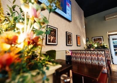 Bespoke restaurant and lounge furniture in bright tones, rich textures and contemporary style for a stylish day-to-night venue.